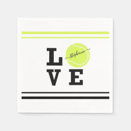 Love Tennis First Name Yellow Ball Servet