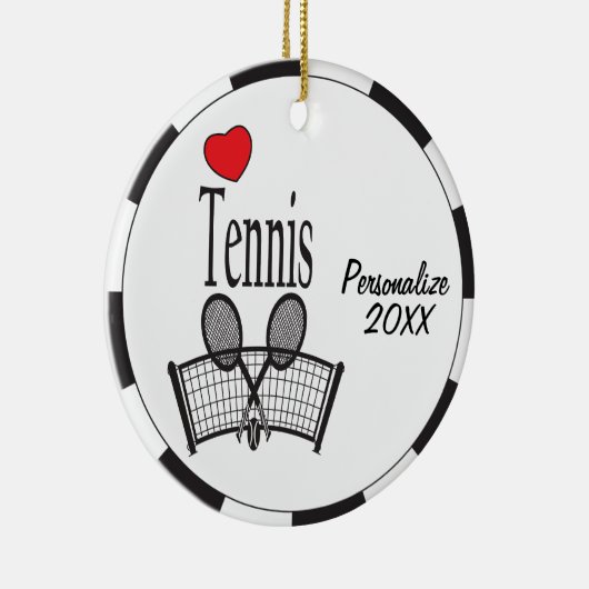 Love Tennis in Black and White Keramisch Ornament (Rechts)