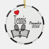 Love Tennis in Black and White Keramisch Ornament (Voorkant)
