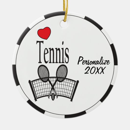 Love Tennis in Black and White Keramisch Ornament (Voorkant)
