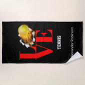 Love Tennis Personalized Sports Strandlaken (Voorkant)