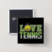 Love Tennis Vierkante Button 5,1 Cm (Voorkant /achterkant)