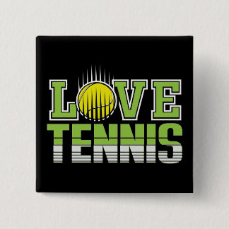 Love Tennis Vierkante Button 5,1 Cm