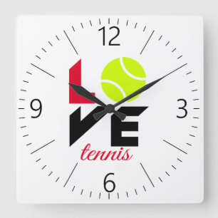 Love tennis vierkante klok