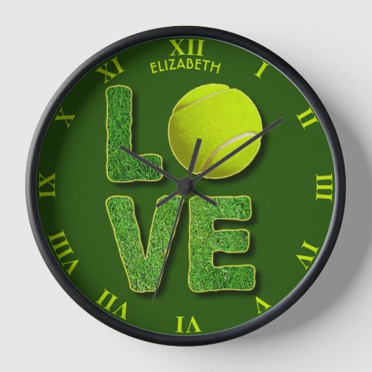 Love Tennis Yellow Ball Green Grass Letters (Voorkant)