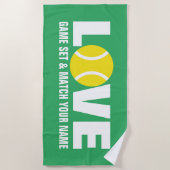 LOVE tennisbalhanddoek met aangepaste naam Strandlaken (Voorkant)