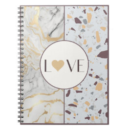 Love Terrazzo-Marble Notitieboek with Gold Heart