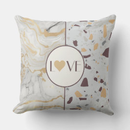 Love Terrazzo-Marble with Gold Heart Pillow Kussen