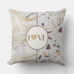 Love Terrazzo-Marble with Gold Heart Pillow Kussen