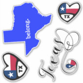 Love Texas, blad of Die Cut Stickers (Voorkant)