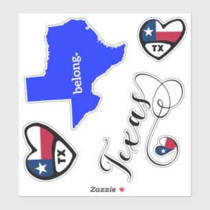 Love Texas, blad of Die Cut Stickers