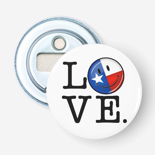 Love Texas Smiling Flag Button Flesopener (Voorkant)