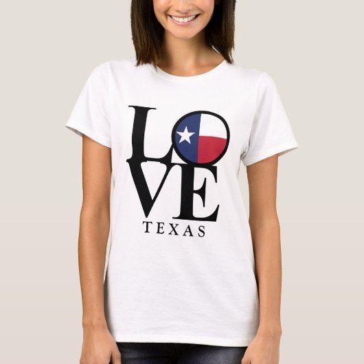 LOVE Texas Womens Basic White T-shirt (Voorkant)