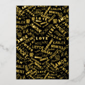 Love Text Black Gold Foil Valentijnsdag Kaart (Voorkant)