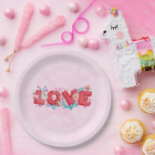 Love Text Bold Block Font Waterverf Papieren Bordje (Feest)