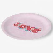 Love Text Bold Block Font Waterverf Papieren Bordje (Gekanteld)