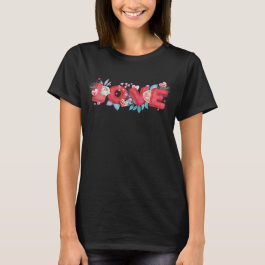 Love Text Bold Block Font Waterverf T-shirt (Voorkant)