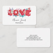 Love Text Bold Block Font Waterverf Visitekaartje (Voorkant / Achterkant)