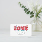 Love Text Bold Block Font Waterverf Visitekaartje (Staand voorkant)