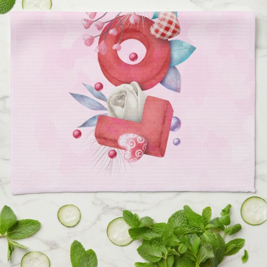 Love Text Bold Block FontWatercolor Theedoek (Gevouwen)