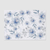 Love Text Dusty Blue Waterverf Flower Tissuepapier (Voorkant)