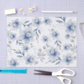 Love Text Dusty Blue Waterverf Flower Tissuepapier (Craft)