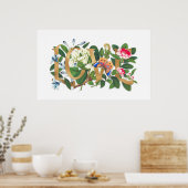 Love Text Gold Foil  Floral Botanical White Poster (Keuken)