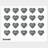 Love Text Heart Shape Blue Yellow Grid Abstract Hart Sticker (Vel)