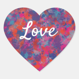 Love Text Heart Shape Colorful druppels Pattern Hart Sticker