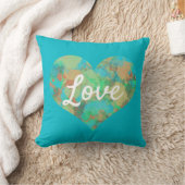 Love Text Heart Shape Green drupt 2 kant op Kussen (Deken)