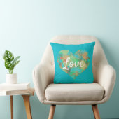 Love Text Heart Shape Green drupt 2 kant op Kussen (Stoel)