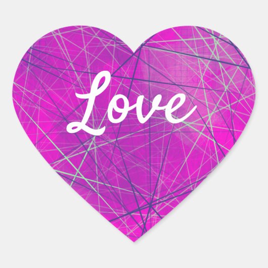 Love Text Heart Shape Networking in Pink Hart Sticker (Voorkant)