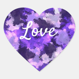 Love Text Heart Shape Paars Blue and Cool Hart Sticker