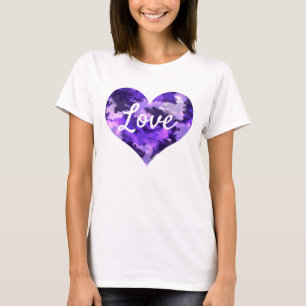Love Text Heart Shape Paars Cool and Blue T-shirt