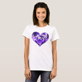 Love Text Heart Shape Paars Cool and Blue T-shirt (Voorkant volledig)