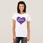 Love Text Heart Shape Paarse Marble T-shirt (Voorkant volledig)