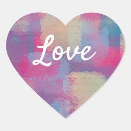 Love Text Heart Shape Pastel Patchwork Patroon Hart Sticker