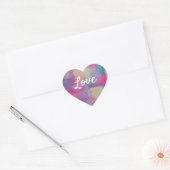 Love Text Heart Shape Pastel Patchwork Patroon Hart Sticker (Envelop)
