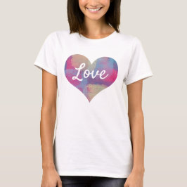 Love Text Heart Shape Pastel Patchwork Patroon T-shirt