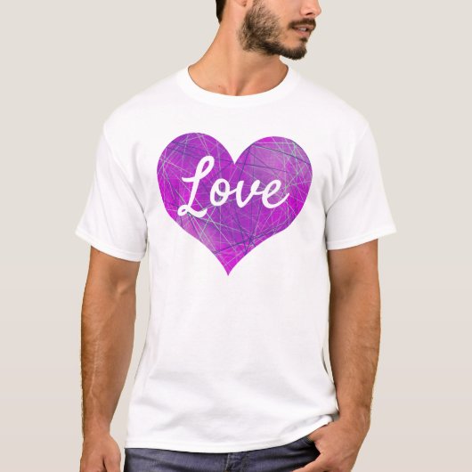 Love Text Heart Shape roze Network Geometric T-shirt (Voorkant)