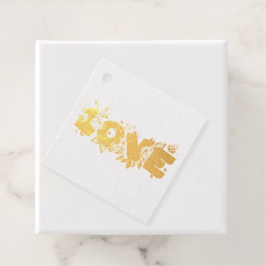 Love Text in Bold Block Letters Waterverf Bedankjes Labels (Met doos)