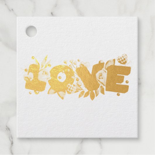 Love Text in Bold Block Letters Waterverf Bedankjes Labels (Voorkant)