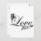 Love Text met Butterflies Custom Briefkaart (Voorkant / Achterkant)