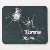 Love Text onder Shattered Glass Muismat (Voorkant)