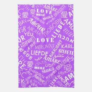 Love Text Paarse keukenhanddoek - Kies kleuren