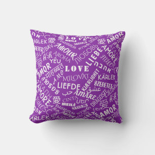 Love Text Pillow Paarse of kies kleuren Kussen