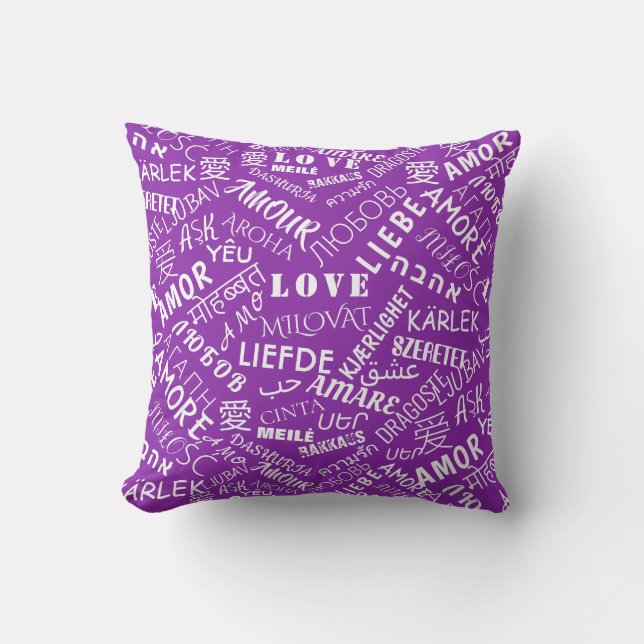 Love Text Pillow Paarse of kies kleuren Kussen (Voorkant)
