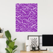 Love Text Poster Multi Language Word - Uw kleuren (Thuiskantoor)
