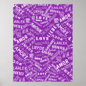Love Text Poster Multi Language Word - Uw kleuren (Voorkant)