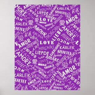 Love Text Poster Multi Language Word - Uw kleuren